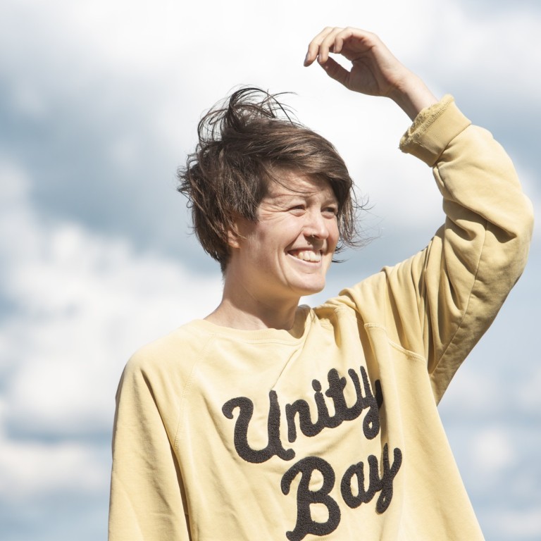 A woman in sunny weather
